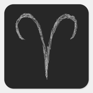 Adesivo Quadrado Aries. Sinal da astrologia do zodíaco. Preto
