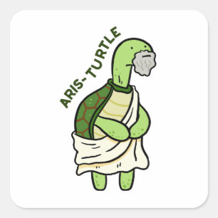 Adesivo Quadrado Aris-tartaruga Filosofia Pun Sticker