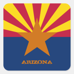 Adesivo Quadrado Arizona Flag & Arizona State USA Seals /sport vent