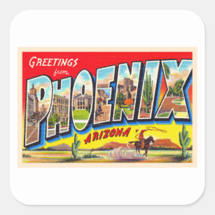 Adesivo Quadrado Arizona Phoenix AZ Vintage - Letra grande postal 1