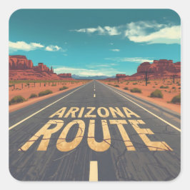 Adesivo Quadrado Arizona Route Desert Road Graphic Art