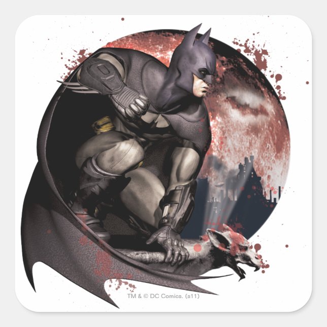 Adesivo Quadrado Arkham City Batman Moon (Frente)