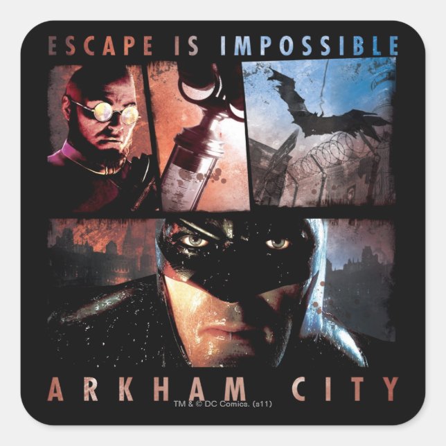 Adesivo Quadrado Arkham City Escape é impossível (Frente)