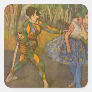 Adesivo Quadrado Arlequim e Colombina de Edgar Degas Arte Antigo