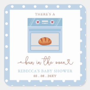 Adesivo Quadrado Arma No Chá de fraldas Do Bebê Azul Forno