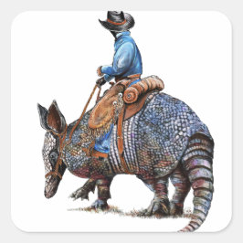 Adesivo Quadrado Armadillo Cowboy ou Broncodillo