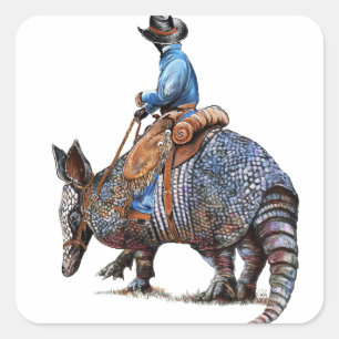 Adesivo Quadrado Armadillo Cowboy ou Broncodillo