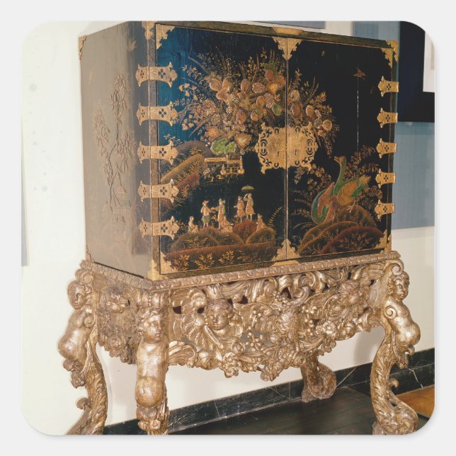 Adesivo Quadrado Armário preto e dourado (Frente)