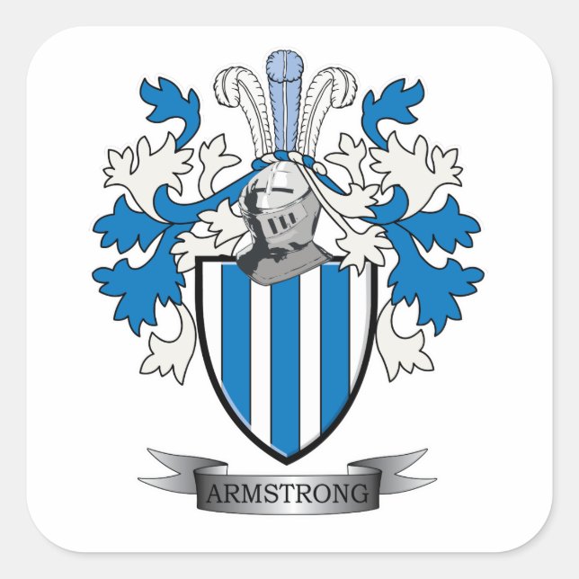 Adesivo Quadrado Armstrong Family Crest Casaco de Braços (Frente)