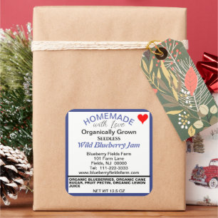 Adesivo Quadrado Aroma Orgânico de Morango-Azul