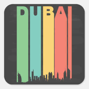 Adesivo Quadrado Arquitectura da cidade de Dubai do vintage