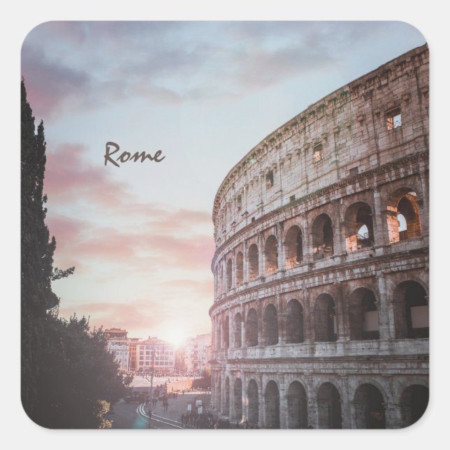 Adesivo Quadrado Arquitetura Antiga de Roma - paisagem solar (Frente)