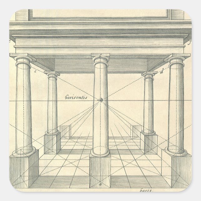 Adesivo Quadrado Arquitetura Antiga, Pórtico Romano com Colunas (Frente)