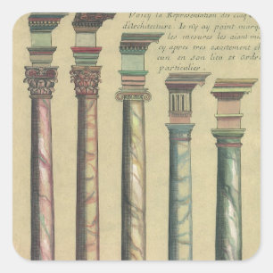 Adesivo Quadrado Arquitetura Vintage, as 5 Ordens Arquitetônicas