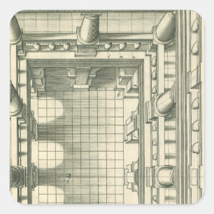 Adesivo Quadrado Arquitetura Vintage, Perspectiva do Atrium Courtya