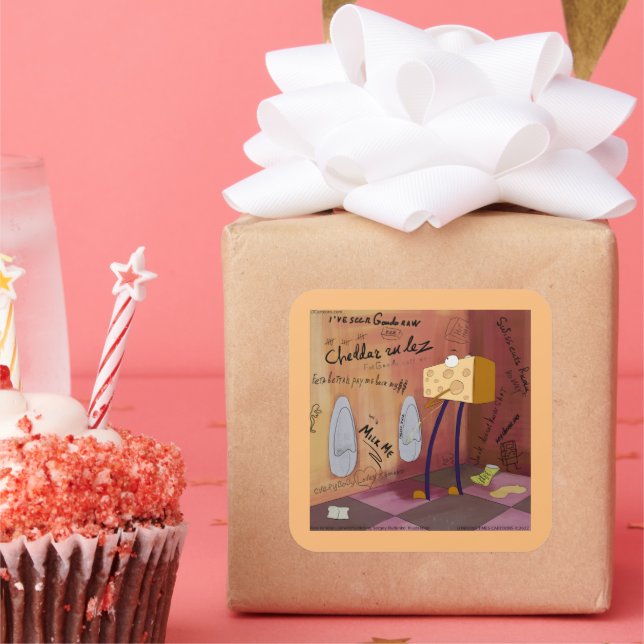 Adesivo Quadrado Arranjo em Queijo Engraçado (Festa)