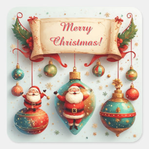 Adesivo Quadrado Arranjo Festivo com Tema de Natal