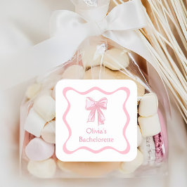Adesivo Quadrado Arremate da Pink Bow no Partido de Despedida