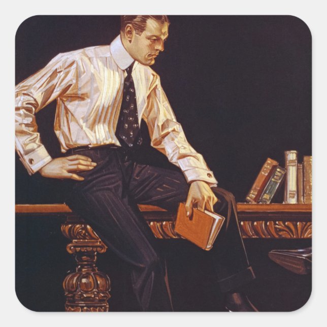 Adesivo Quadrado Arrow shirt Collars, American Advertisement, 1914 (Frente)