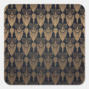 Adesivo Quadrado Art Deco Black Dourado: Retro.