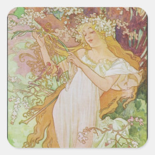 Adesivo Quadrado Art deco de Alphonse Mucha