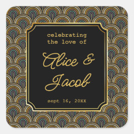 Adesivo Quadrado Art Deco Embroidered-Style Wedding Square Sticker