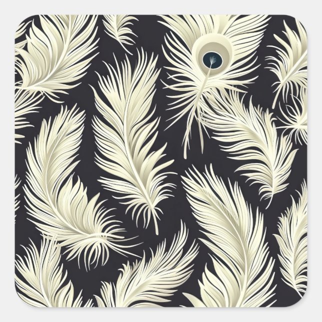 Adesivo Quadrado Art Deco Feather Standard (Frente)