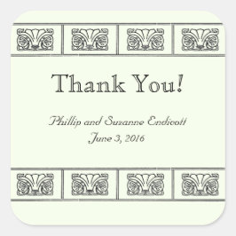 Adesivo Quadrado Art Deco Flower Border Weding Obrigado