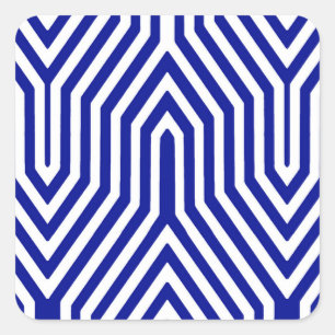 Adesivo Quadrado Art deco geométrico - azuis cobaltos e branco