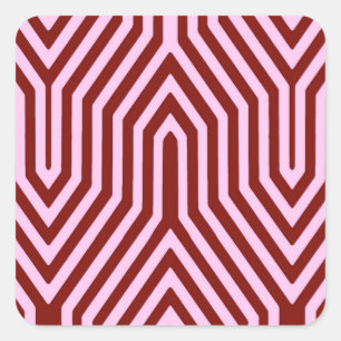 Adesivo Quadrado Art Deco Geométrico - burgundy e rosa