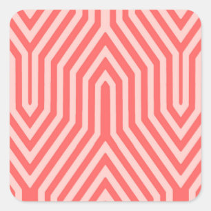 Adesivo Quadrado Art Deco Geométrico - cor-de-rosa-coral e rosa-cas