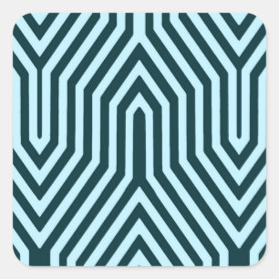 Adesivo Quadrado Art Deco Geométrico - indigo e azul-gelo