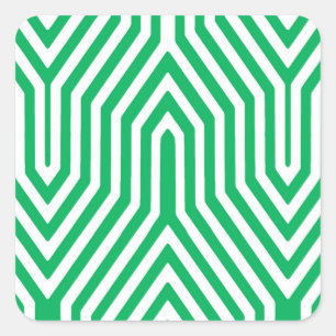 Adesivo Quadrado Art Deco Geométrico - verde-jade e branco