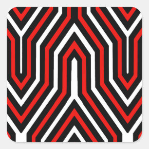 Adesivo Quadrado Art Deco Geométrico - vermelho, preto e branco