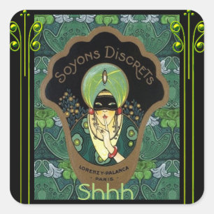 Adesivo Quadrado Art deco mascarada mulher vintage