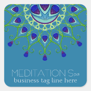 Adesivo Quadrado Art Deco Nouveau Peacock Feather Modern Business