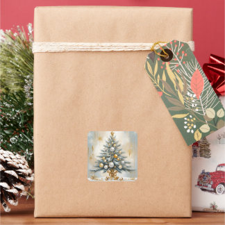 Adesivo Quadrado Art Deco Ouros de Natal de luxo Arcos
