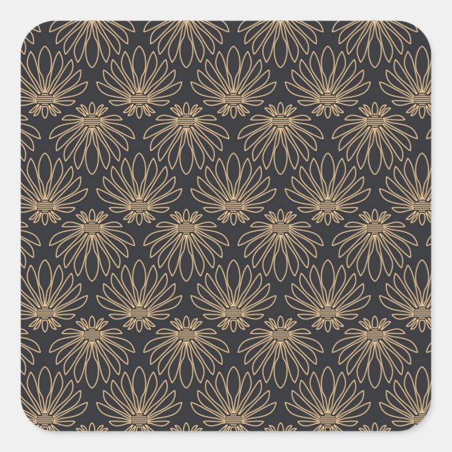 Adesivo Quadrado Art Deco pattern with gold floral motifs  (Frente)