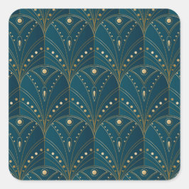Adesivo Quadrado Art Deco pattern with gold geometric shapes
