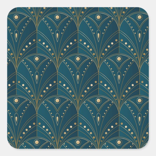 Adesivo Quadrado Art Deco pattern with gold geometric shapes (Frente)