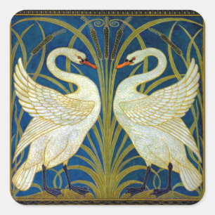 Adesivo Quadrado Art Deco Swans