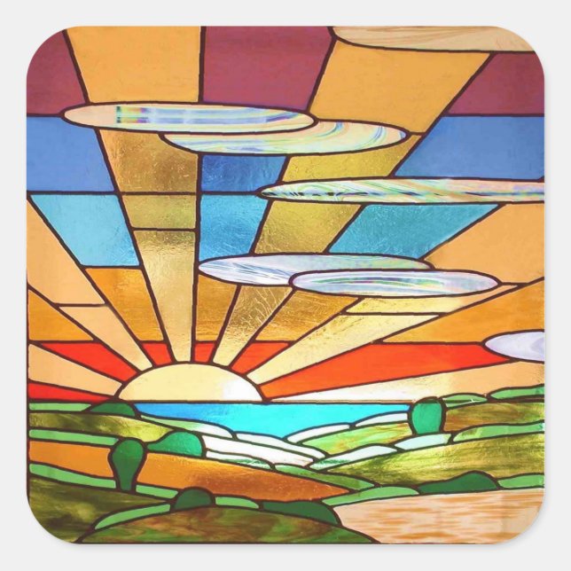 Adesivo Quadrado Art Deco Vidro Estacionado 1 Vinheta (Frente)