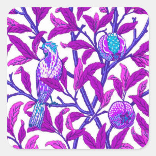 Adesivo Quadrado Art Nouveau Bird & Pomegranate, Ametist Roxo