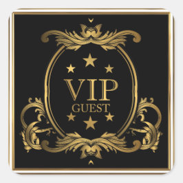 Adesivo Quadrado Art Nouveau Casamento VIP Real Dourado e Preto