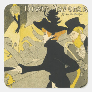 Adesivo Quadrado Art Nouveau, Divan Japonais de Toulouse Lautrec