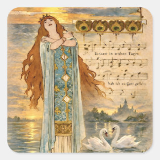 Adesivo Quadrado Art Nouveau Elsa Lohengrin Poster with Swans 