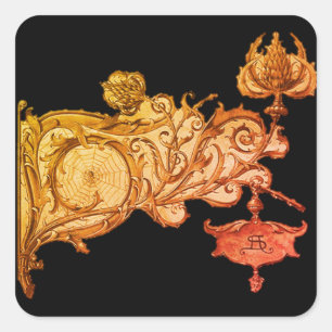 Adesivo Quadrado Art nouveau fall scone e teia