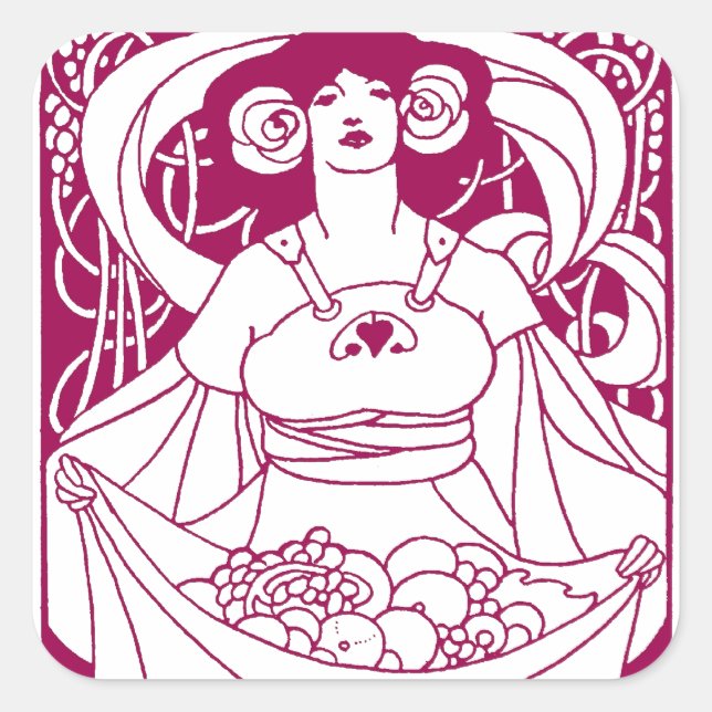 Adesivo Quadrado Art Nouveau Harvest Lady (Frente)