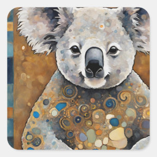 Adesivo Quadrado Art Nouveau Koala Bear