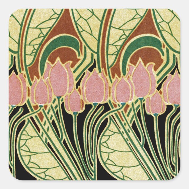 Adesivo Quadrado Art Nouveau padrão nº 1 (Frente)